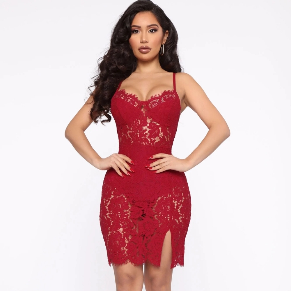Dropping Hints Lace Dress (L)